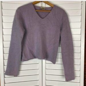 Vintage Y2K Twiggy London lavender fluffy angora rabbit sweater L